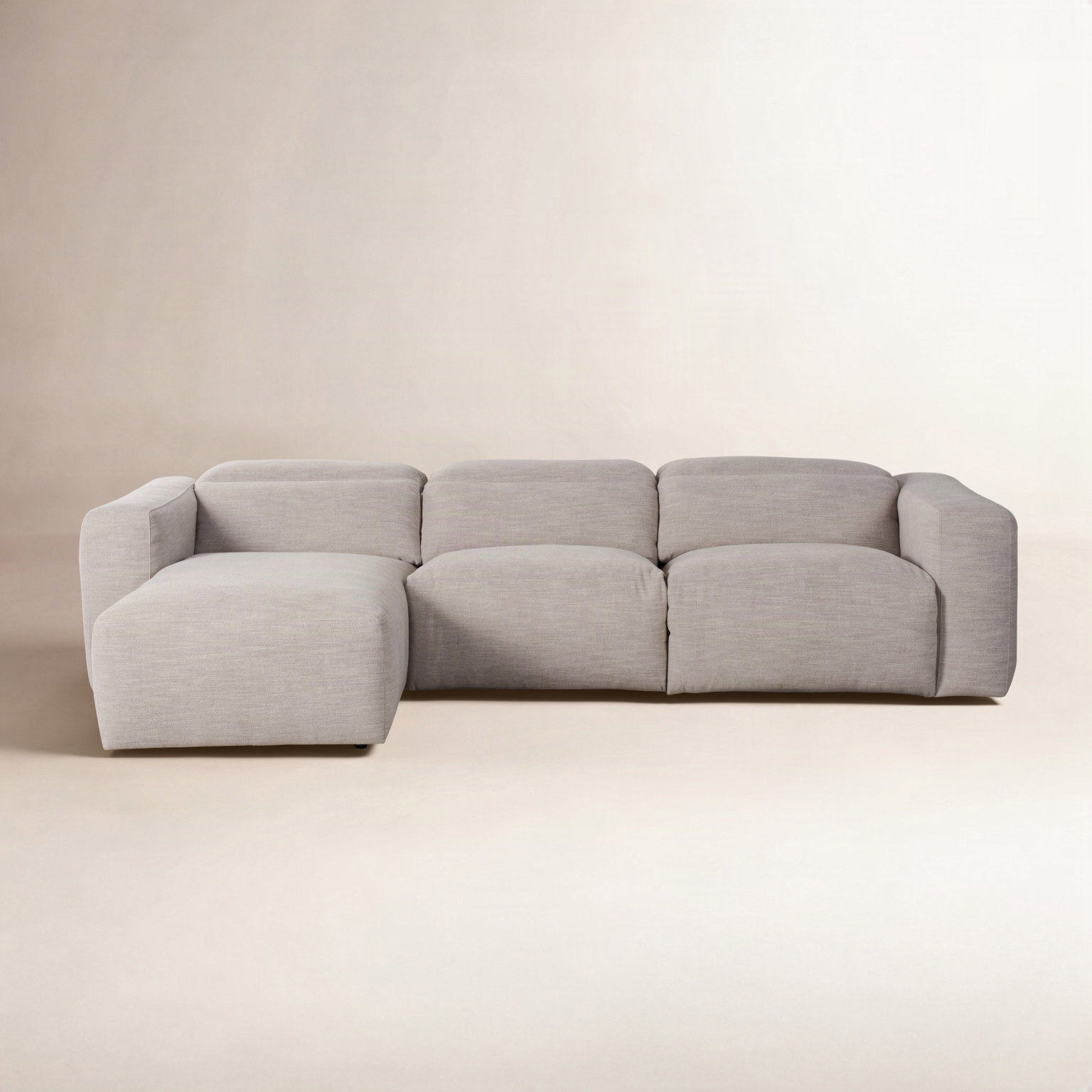 Amed Upholstered Chaise L-Sectional, Left Hand Facing, Gray Polyester Blend