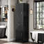 Grande armoire de rangement pour salle de bain avec 2 portes de tailles différentes, une tablette réglable, une étagère de porte et un tiroir-1101869861
