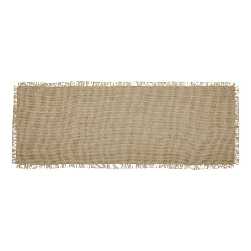 Tapis de couloir en toile de jute naturel frangé 8 x 24