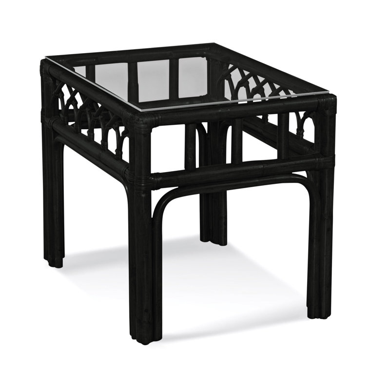 Edgewater Glass Top End Table, Black