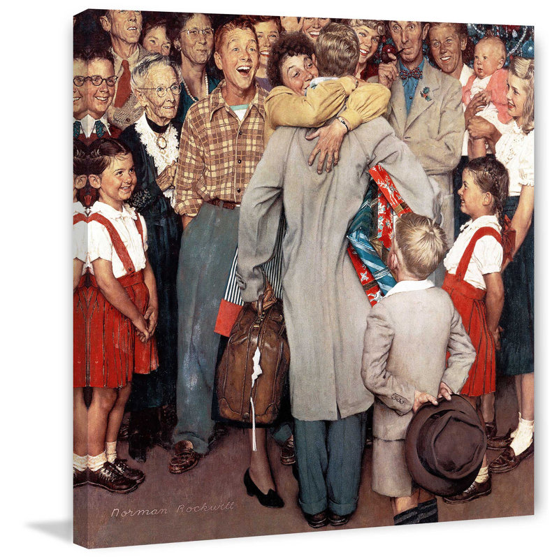 Christmas Homecoming by Norman Rockwell - 1 Piece Wrapped Canvas Wall Art, 46 cm H x 46 cm W