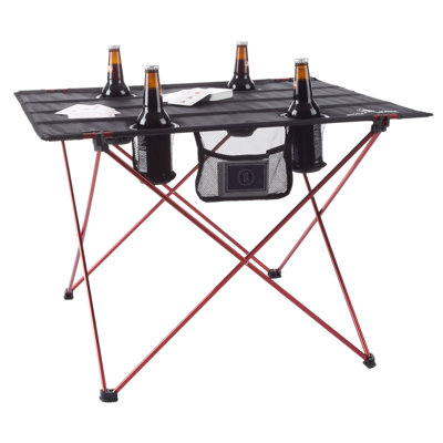 Camp Table - Outdoor Folding Table with Cupholders and Carrying Bag for Camping