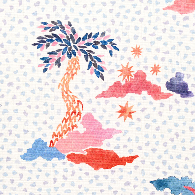 Schumacher x Happy Menocal Valletta Fabric, Sky/Pink