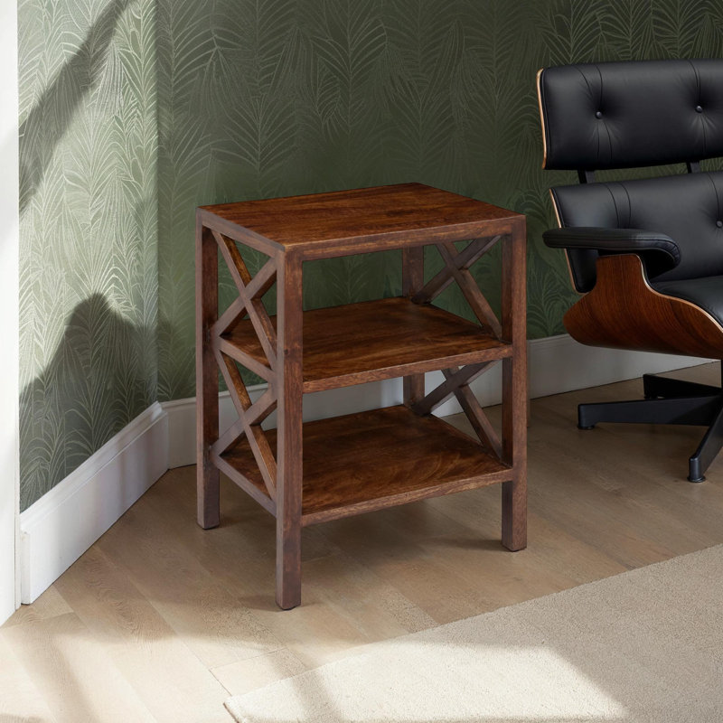 Table de bout en bois massif Yosaira, Châtaigne