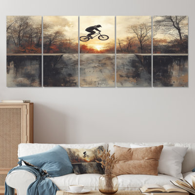 Black Street Bmx Bike Tricks - Cycling Wall Art Print Set