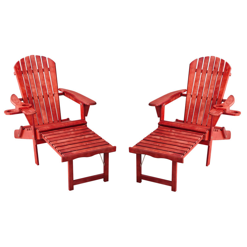 Camdyn Pine Foldable Outdoor Adirondack Chair, Red