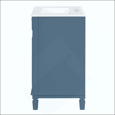 Meuble-lavabo de salle de bain avec lavabo en céramique, petite armoire de salle de bain, armoire moderne avec 2 tiroirs et tablette réglable (robinet non inclus)