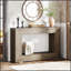 Console 47 po Farmhouse avec rangement - Table d'entrée étroite et rustique avec tablette ouverte, décor industriel pour intérieurs modernes
