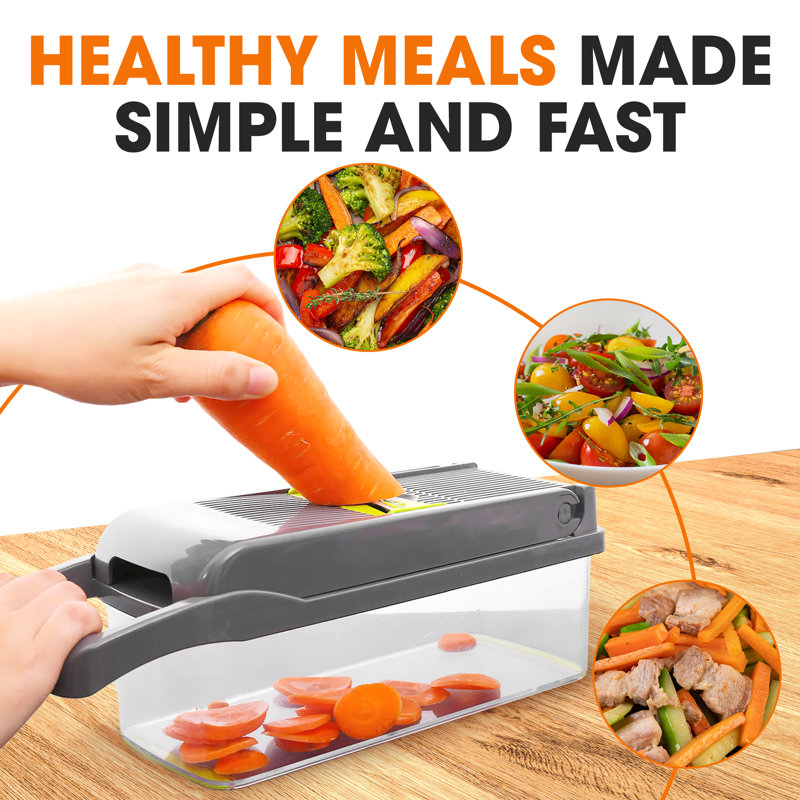Cheer Collection Gray and Green 10-in-1 Food Chopper with Container