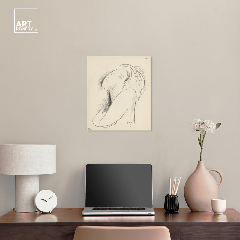 Classic Feminine Figure Art on Canvas in Black and White