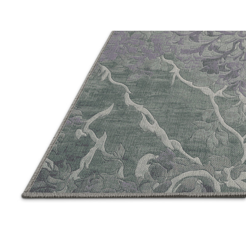 Machine Washable Gray Area Rug, Rectangle 2' x 3'