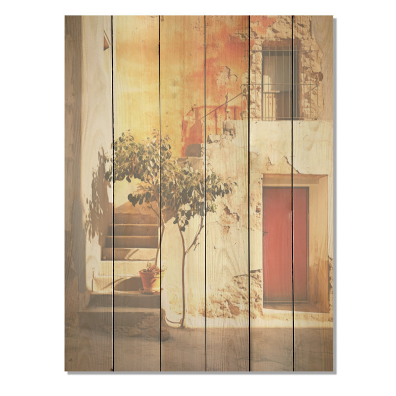 Italie, paysage de mimalisme - Italie, art mural sur bois de pin naturel, H 32 po x l 24 po