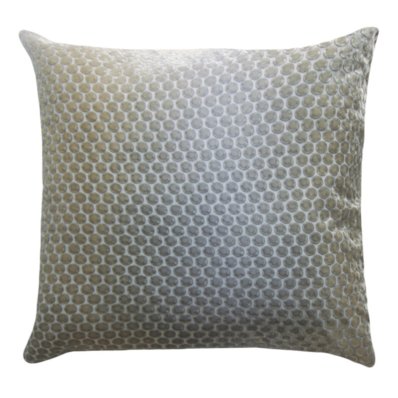 Dots Square Velvet Pillow Cover & Insert, Nickel, 18"H x 18"W