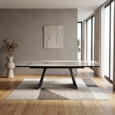 Joceline Extendable Oval Dining Table, 65"-94.5" Sintered Stone Top, Seats 6-10, Modern Luxury Centerpiece for Dining Room