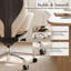 Fauteuil de direction en cuir véritable à haut dossier, accoudoirs larges et hauteurs pivotantes à hauteur réglable (blanc)-1096493064