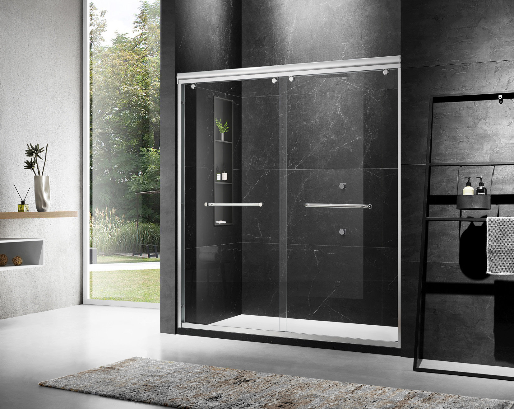 Bypass Sliding Glass Shower Door Sorrento Lux Series 56-60 Width