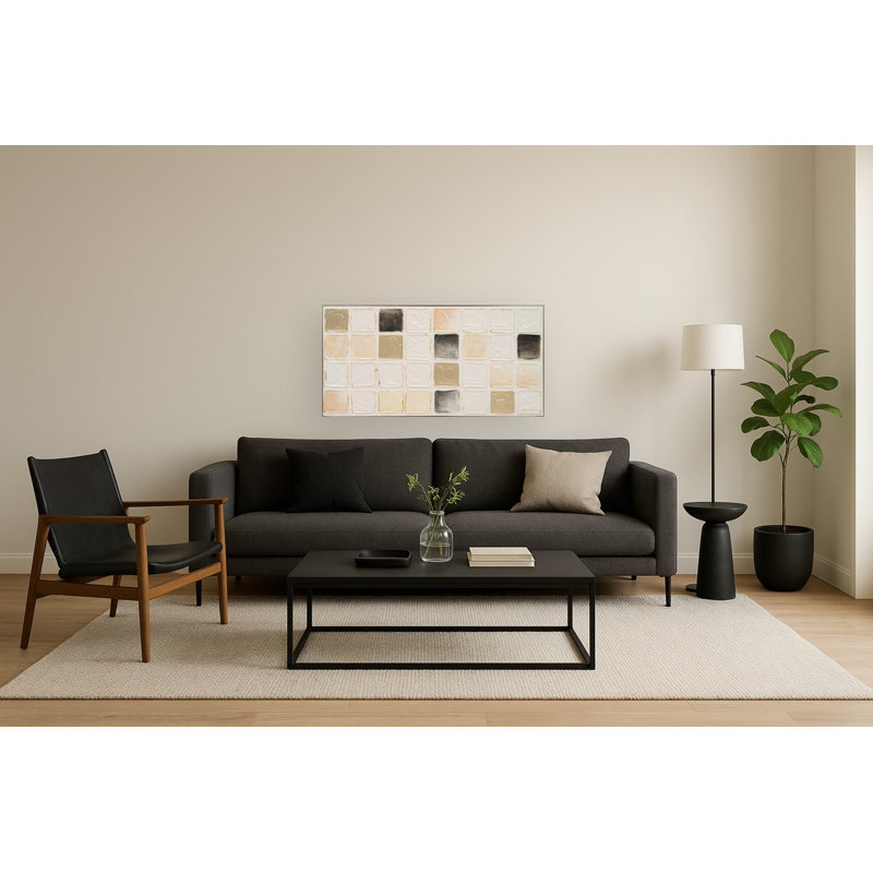 Art mural moderne sur toile neutre texturé - 48 po x 24 po - cadre beige