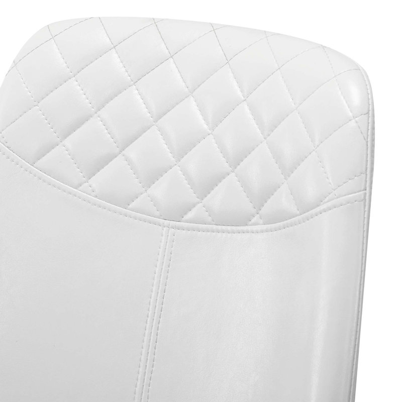 Mariello 23" Wide Adjustable Height Leather Swicel Office Chair With Quilted Backrest, Silver, White