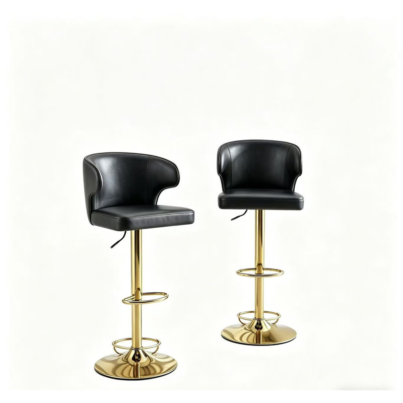 Chaise de bar moderne rotative réglable, 4 pièces, Noir + or, 4, Noir + or