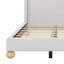 Lit plateforme tapissier avec tête de lit à oreilles et pieds en bois-159405138