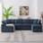 Meadow 130" U-Shaped Modular 6 Seater Chenille Sectional Couch With Ottoman-838144749