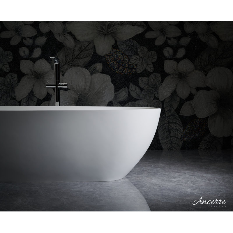 CASCADE 63" Freestanding Solid Surface Bathtub in White