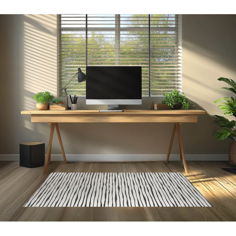 Tapis de bureau Sploog, L 7 pi x L 5 pi, Ivoire/gris anthracite