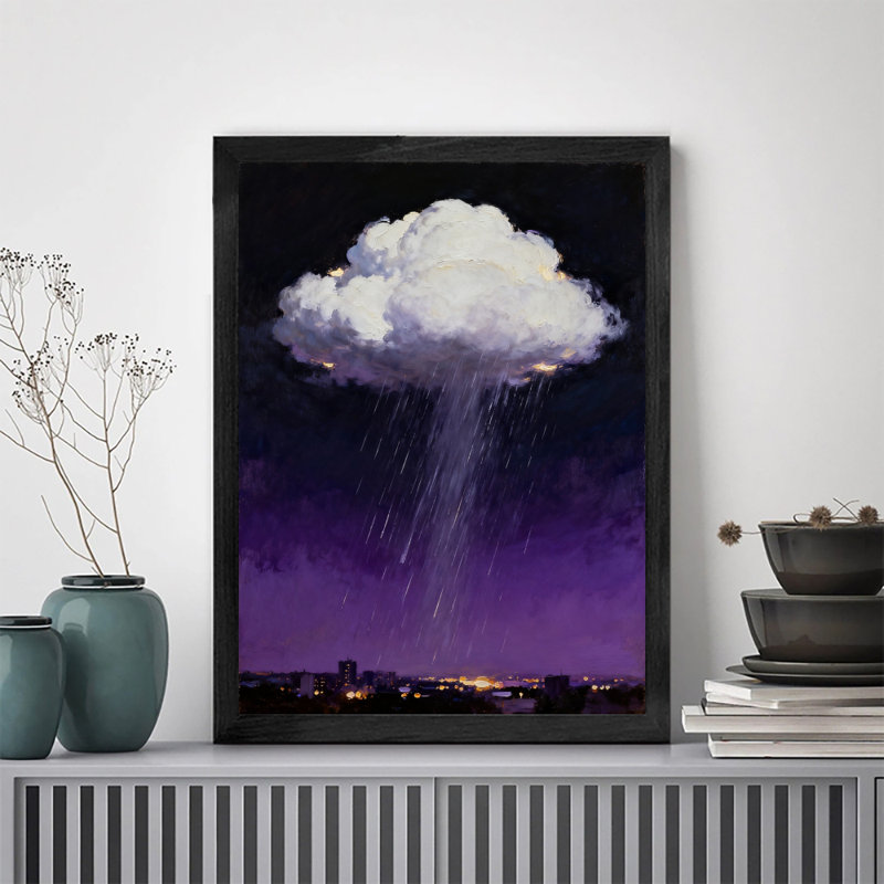 «Black Rainy vintage», art mural encadré noir, H 25 po x l 17 po