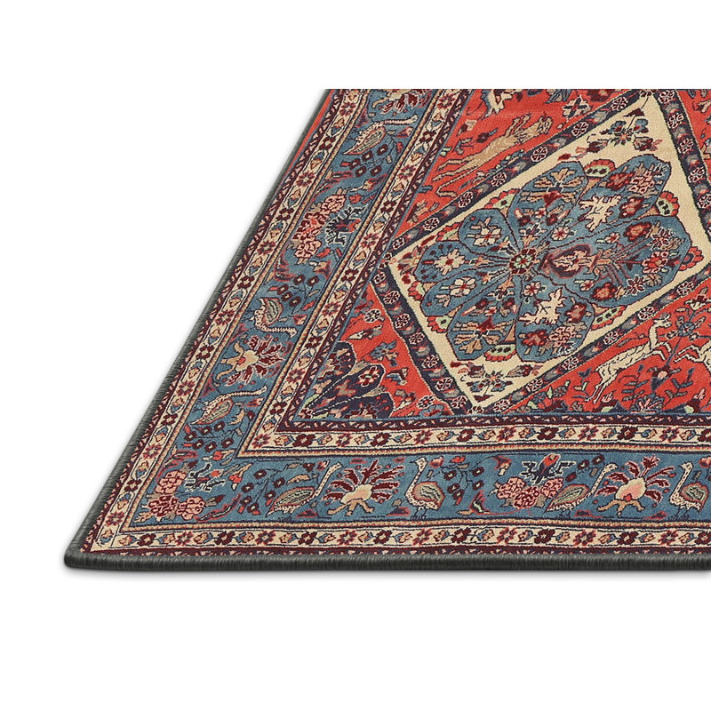 Tapis orange/bleu traditionnel Arnd, Rectangle 5 pi x 7 pi