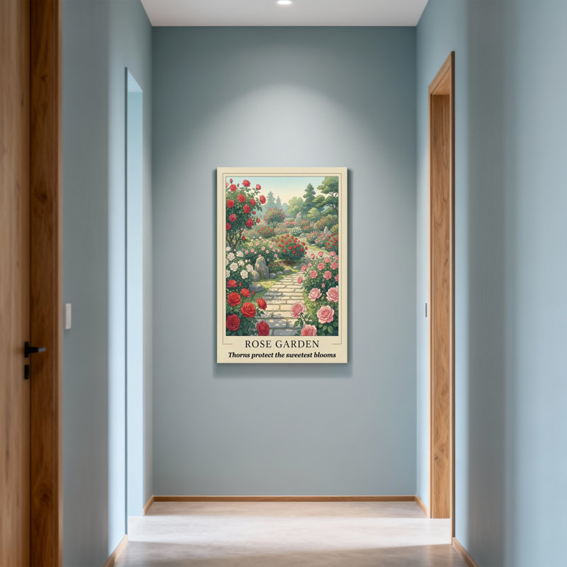 Paysage et nature sentier de jardin de roses avec des fleurs et des épines en fleurs, H 18 po x l 12 po