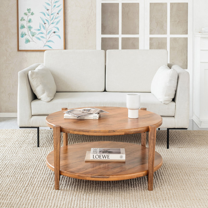 Delran Fontaine Solid Wood Coffee Table, Mid Tone Honey