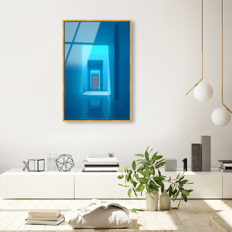 Cerulean Corridor II Print, 37"H x 25"W, Gold Floater Frame