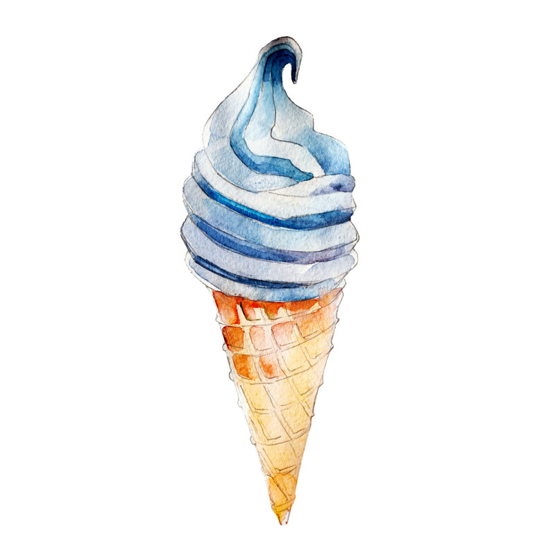 Blue Ice Cream - Wrapped Canvas Print, 51cm H x 51cm W