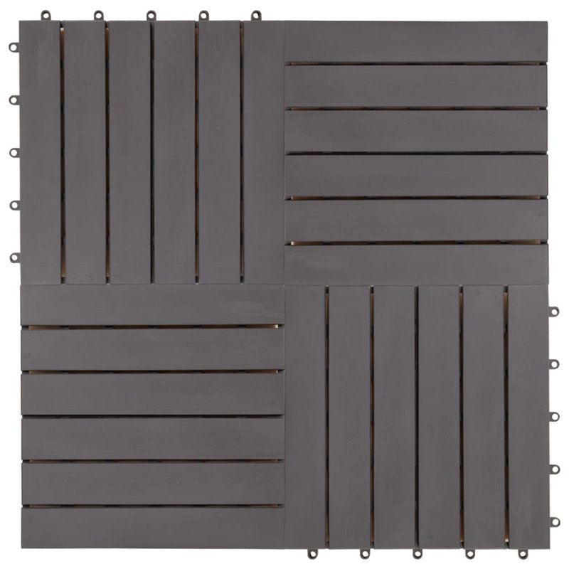 Ralayah Decking Tiles 11.8" x 11.8" Solid Wood, Grey