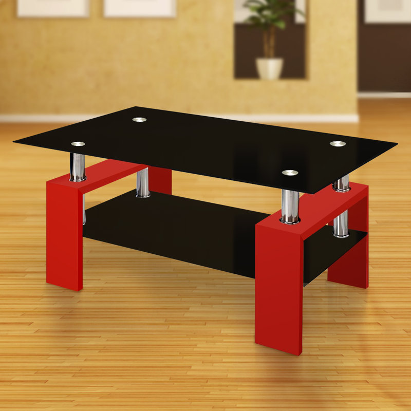 Table basse Calcote, Noir, Rouge
