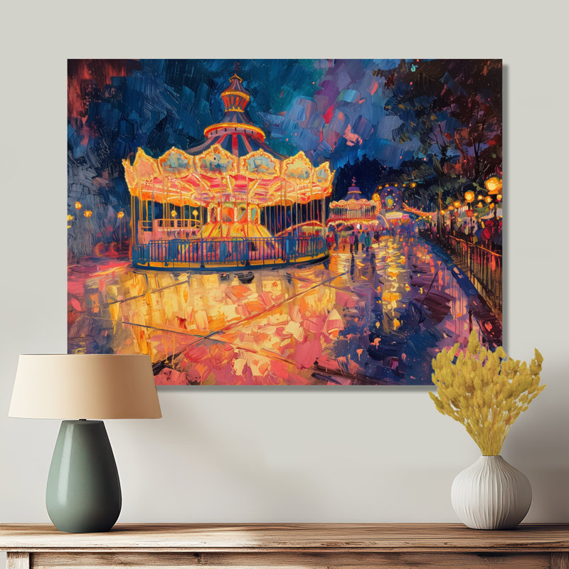 Parc d'attractions Carrousel Electric Dreams - Décoration murale parcs d'attractions, Black Picture Framed, H 16 po x l 32 po