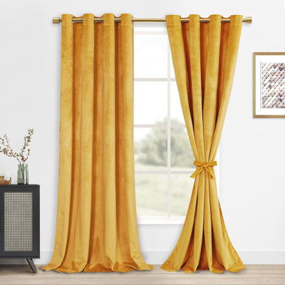 2 Panels Velvet Curtains with Tiebacks - Luxury Grommet Top Window Treatments Room Darkening Privacy Protect Drapes for Bedroom Living Room Home Decor