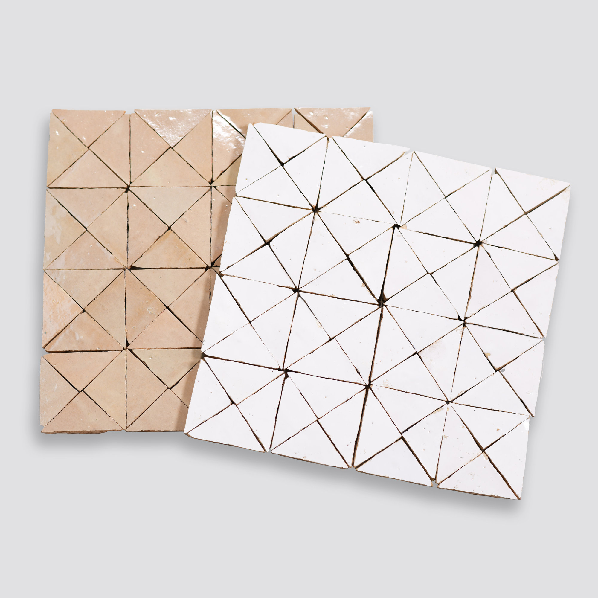 Zagora Triangle Glossy Zellige Mosaic Tile, Ivoire