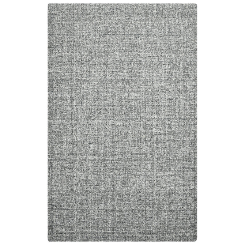 Tapis gris en laine tissé à la main Bakstran, Rectangle 7 pi 6 po x 9 pi 6 po