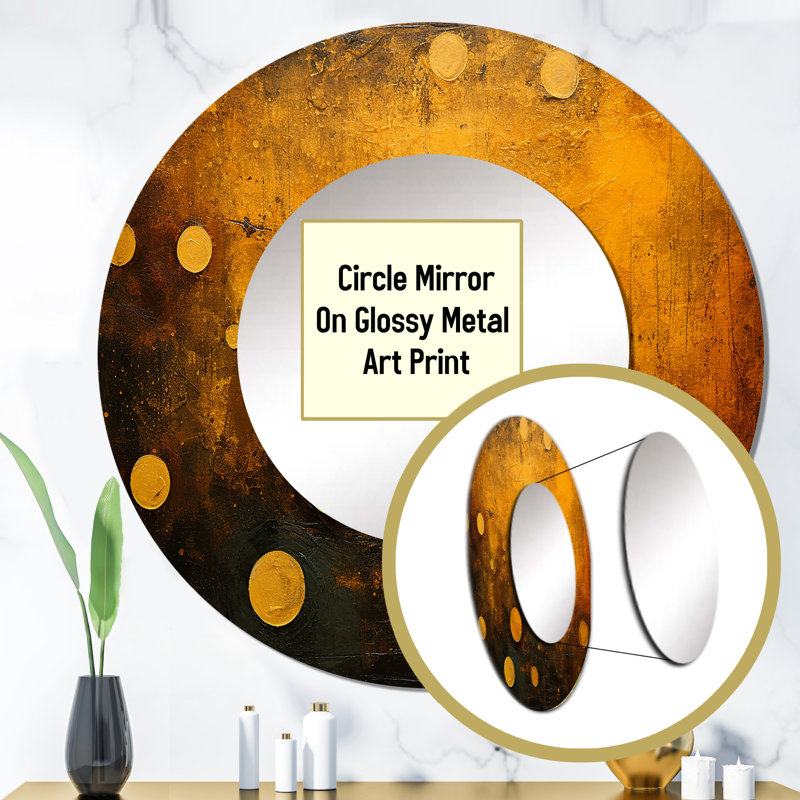Amber Asteroids Solar System Space - Our Solar System Round Mirror Wall Decor_MTMIR117595, 36" x 36"
