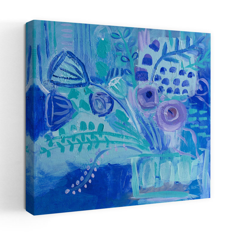 Art contemporain bleu abstrait avec art abstrait bleu, H 18 po x l 18 po