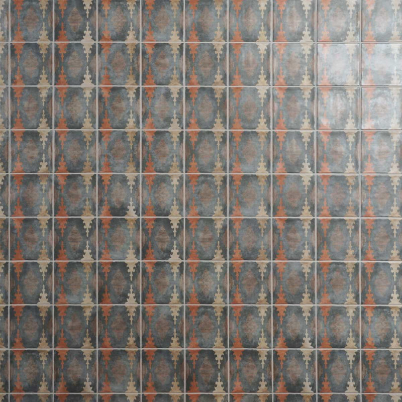 Paula Purroy Talia 5x5 Matte Ceramic Tile, Aztec Blue Terracotta