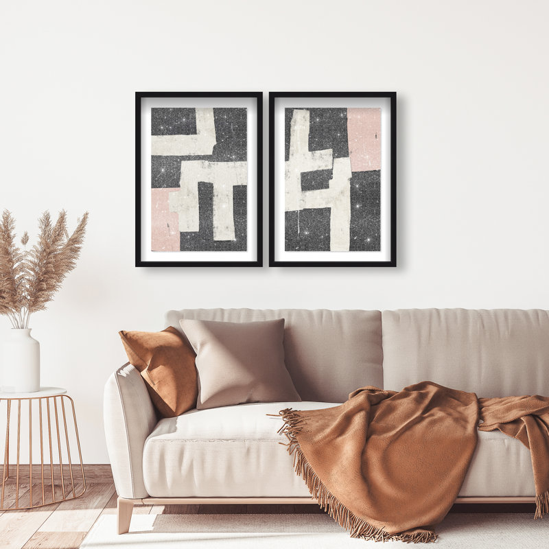 Placed together set Shadowbox Abstract Print by Oliver Gal, Black Frame, 10 x 15, 21.5"H x 31.5"W, Black Shadowbox