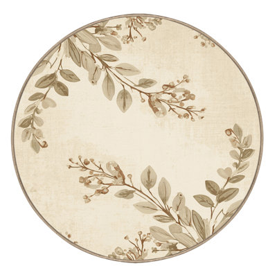 Soft Plush Calvin Mistletoe French Country Vintage Look Area Rug in Beige – Beige Binding