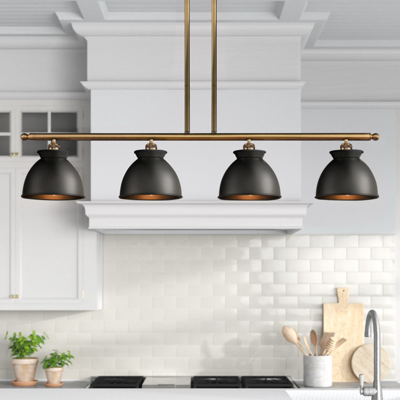 Arev 4 - Light Kitchen Island Pendant, Matte Black, Antique Copper, No Bulb Included