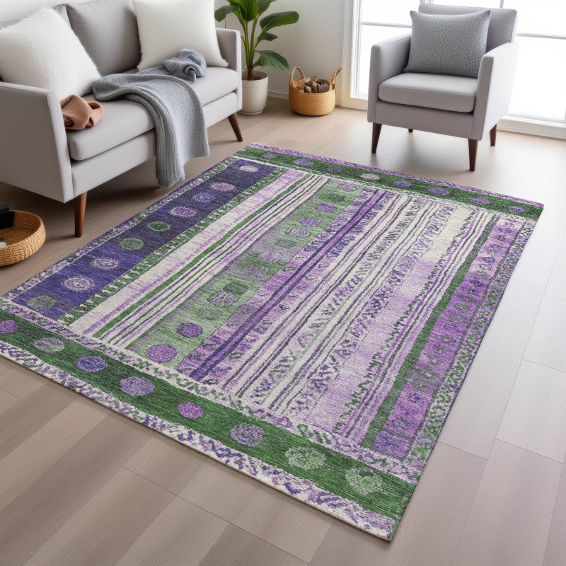 Tapis vert intérieur / extérieur lavable à la machine Xhevrie, Rectangulaire 3 pi x 5 pi