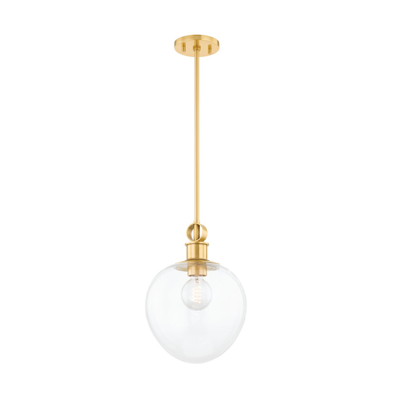 Luminaire suspendu 1 lumière, H 14 po x l 10 po x P 10 po, Nickel poli