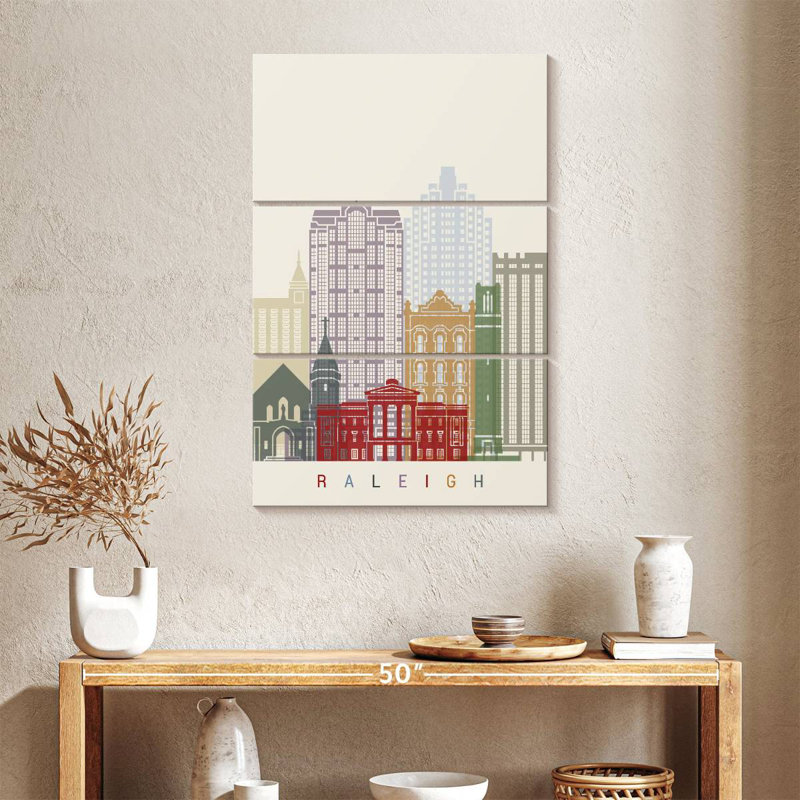Affiche Sirci Raleigh Skyline, H 38 po x l 24 po