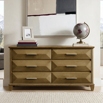 Weslyn 56" W Transitional Modern Solid Wood  6-Drawer Double Dresser