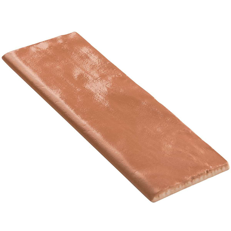 Montauk 2x8 Glazed Ceramic Bullnose Tile Trim, Terracotta